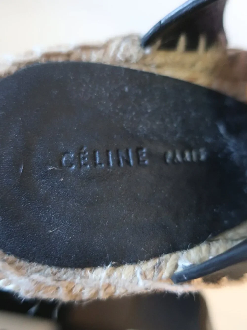 Womens Celine Black Leather Crossover Straps Espadrille Wedge Sandals 38 US/8 - Picture 14 of 14